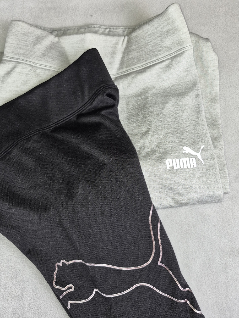 PUMA Kids Logo Pants Bundle (2) – Grey NEW + Black EUC | Elastic Waist | Size 10